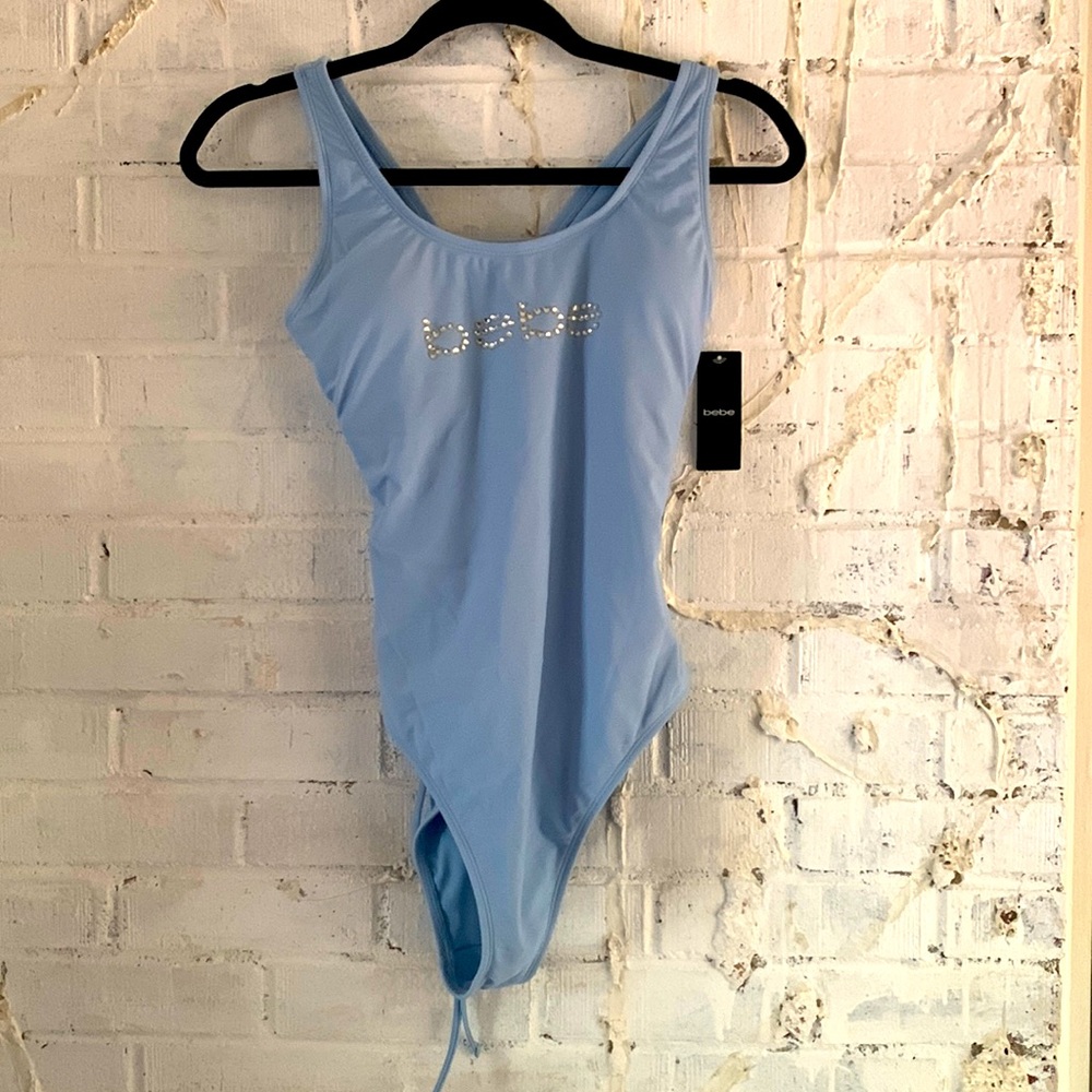 Bebe Tropical One piece Swimsuit blue size M
